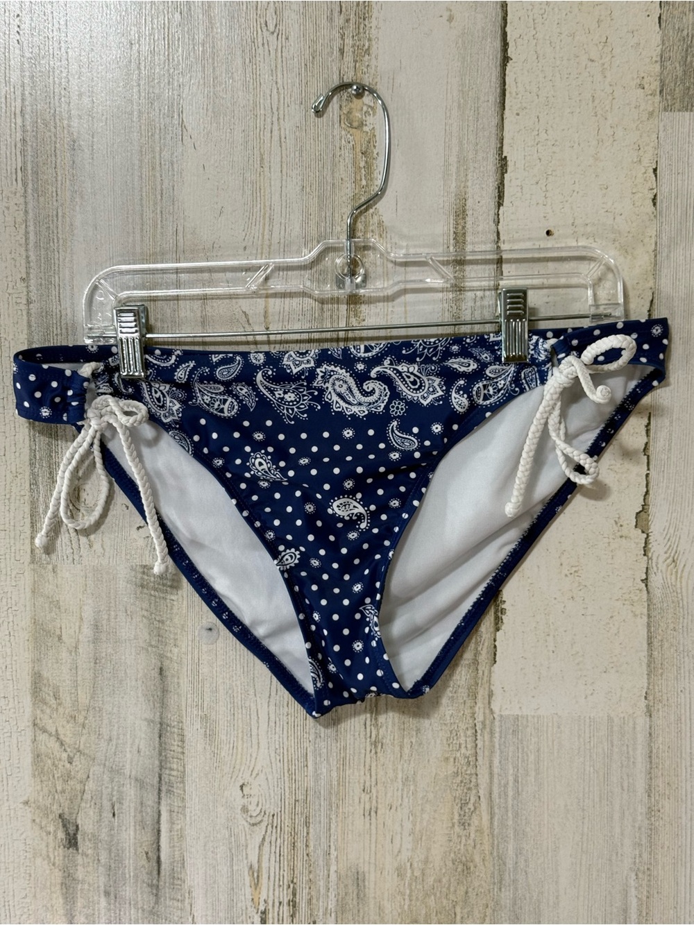 Arizona Jean Company Navy Blue Paisley & Polka Dot Bikini Bottoms